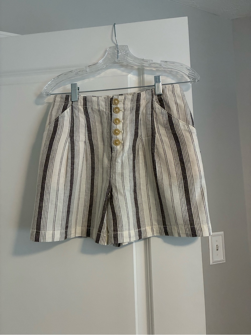 Anthropologie by Anthropologie Cream/Brown Striped Shorts